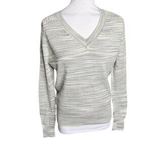 Anthropologie MOTH grey white marled see through sweater fitted small